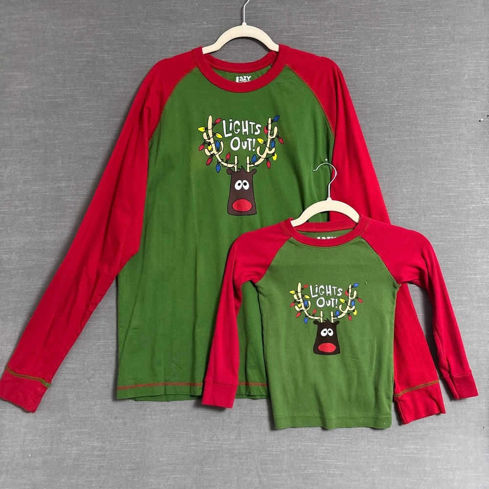 Lazy One Shirt XL Youth 6 Lights Out‎ Reindeer Holiday Christmas Family Pajamas
